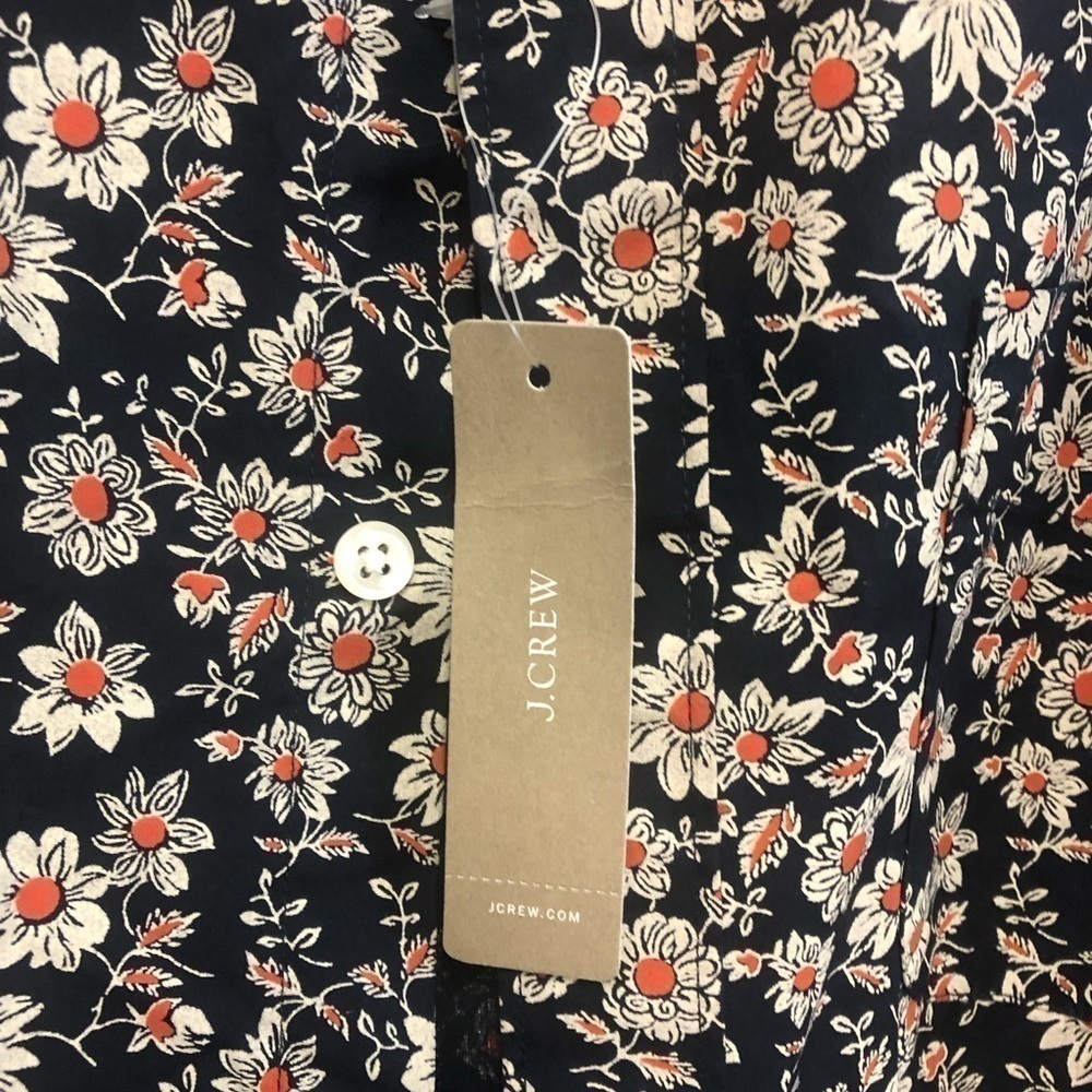 NWT J Crew Stretch Secret Organic Cotton Cottagecore Floral Blouse Slim‎ Medium - Picture 6 of 12